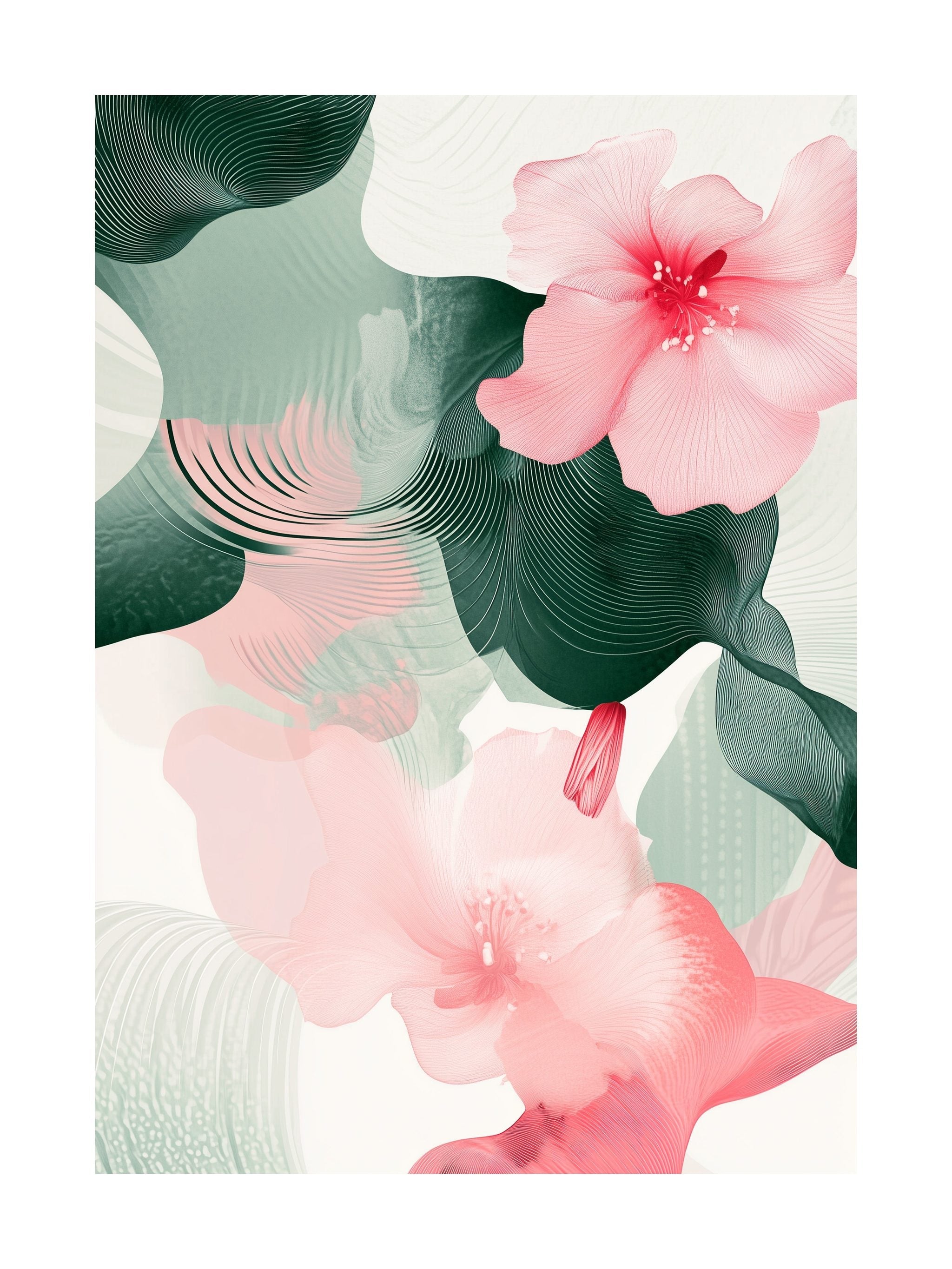 Modern Pink Floral Flow Poster