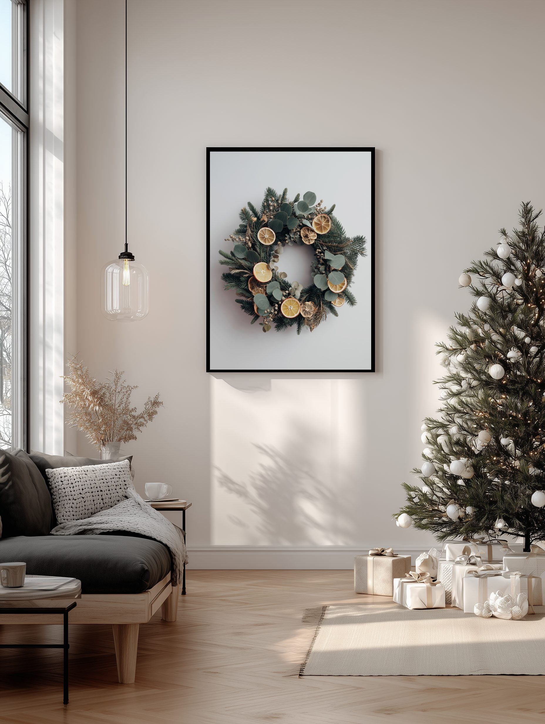 Natural Christmas Wreath Poster