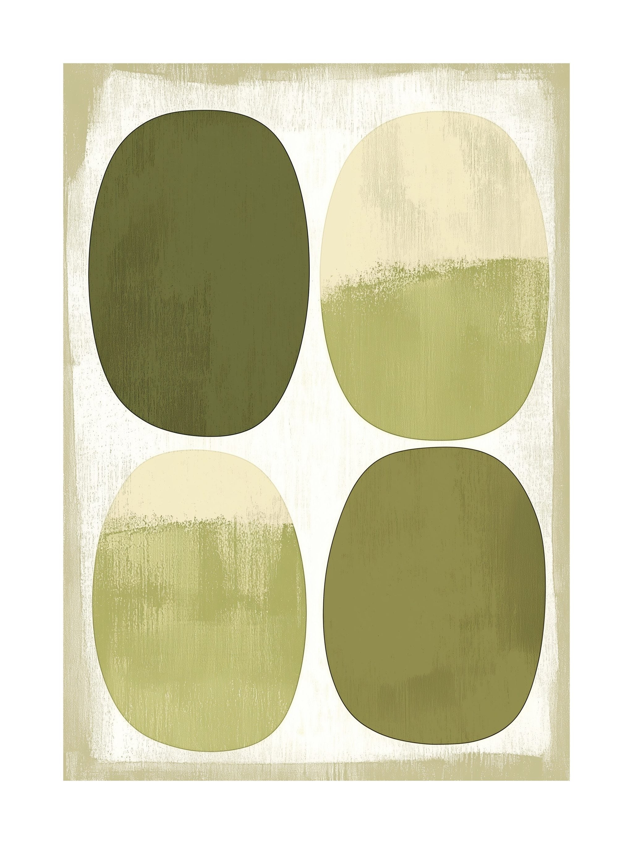 Vintage Abstract Art in Olive and Ecru Poster