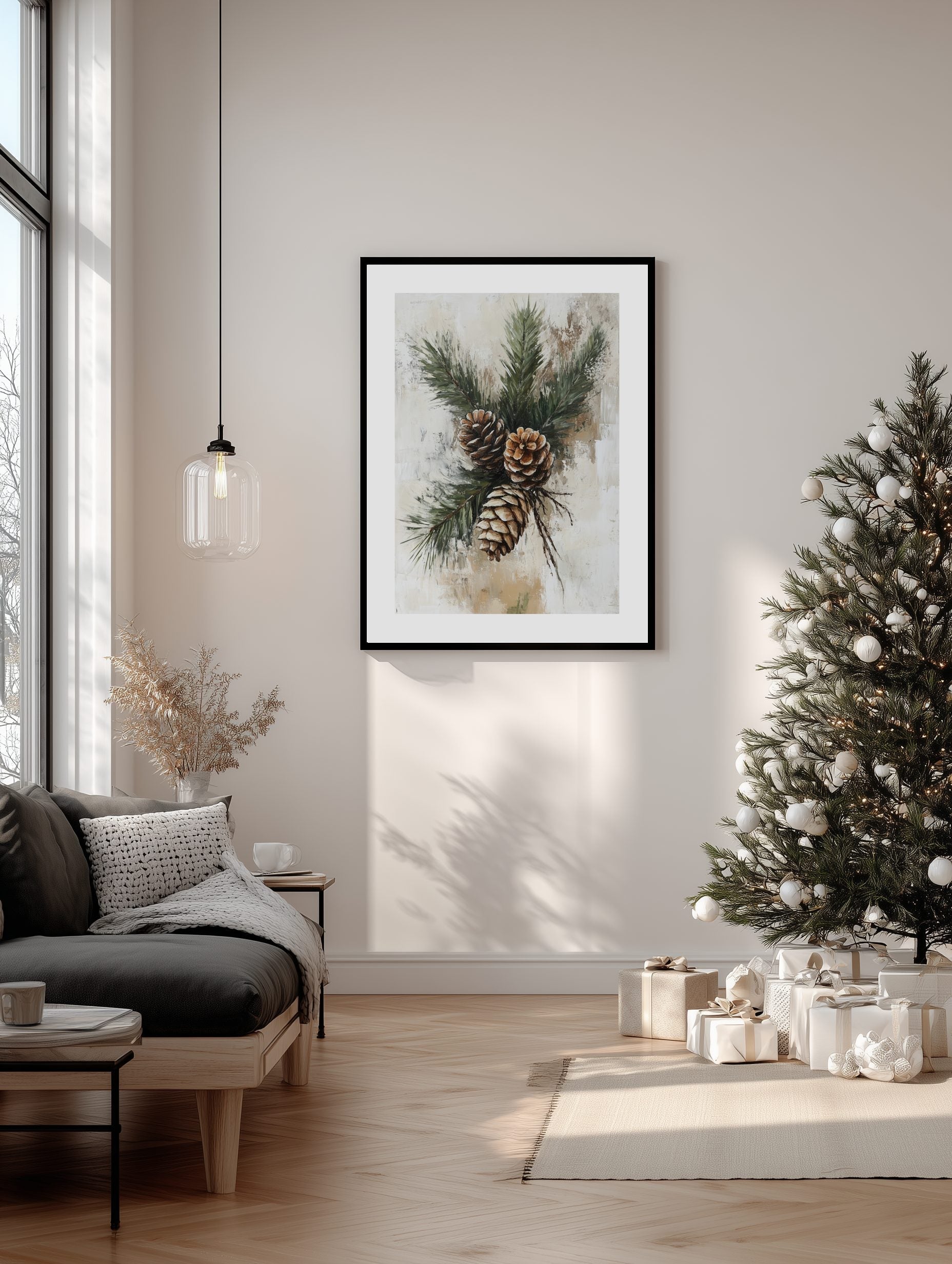 Pinecone Branches Christmas Poster